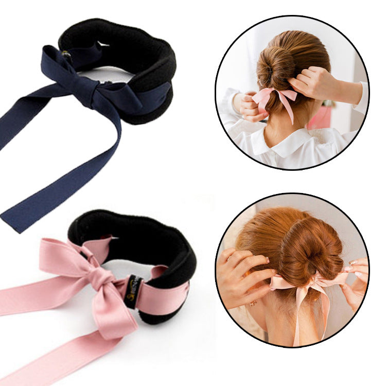 Sweet Bow Bun Multicolor Headdress Flower Hair Band Donut