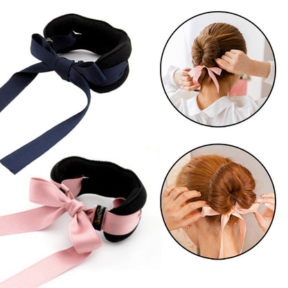 Sweet Bow Bun Multicolor Headdress Flower Hair Band Donut