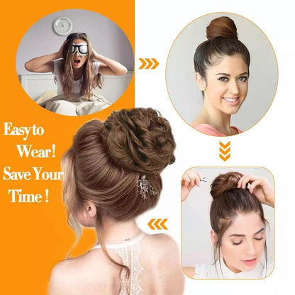 Fluffy Natural Hair Bag Long Beard Bun Artificial Hair Bun
