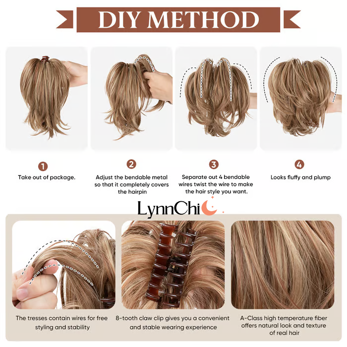 Synthetic Claw Clip In Ponytail Hair Extensions Diy Hairpiece Hair Bun